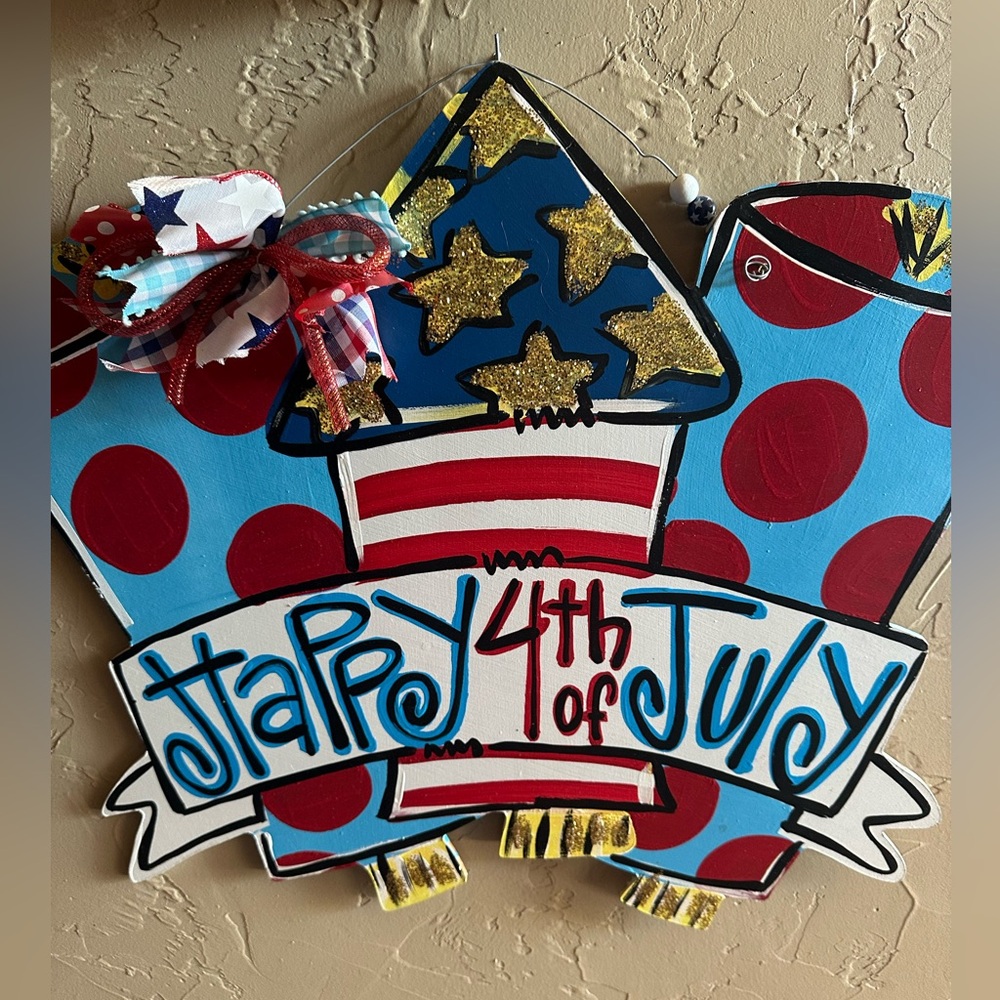 Patriotic 4th of July Door hanger